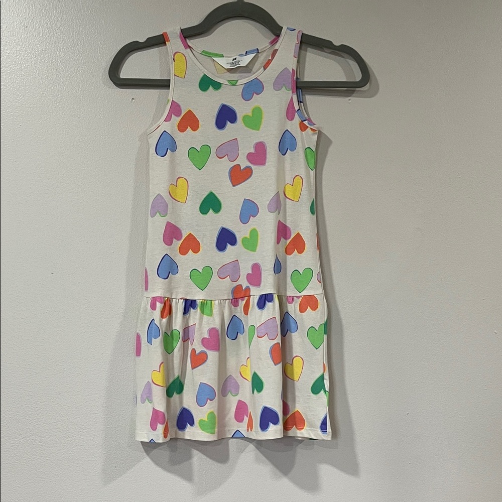 H&M Girls Colorful Heart Pattern Dress. Size 6X